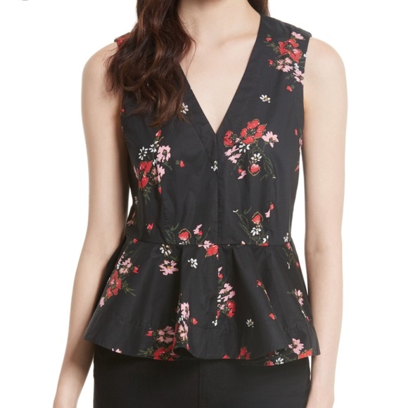 Rebecca Taylor Tops - Rebecca Taylor Black Floral Peplum Top